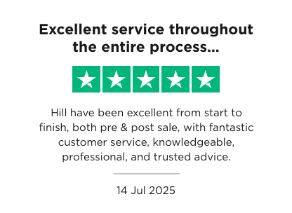 A positive truspilot review of Hill referencing an excellent customer service both pre and post sale